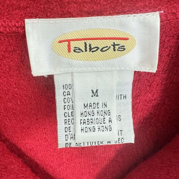 Talbots Red Boiled Wool Jacket Coat Sz Medium Lightweight 4 Button Pockets Scarf - Picture 16 of 16